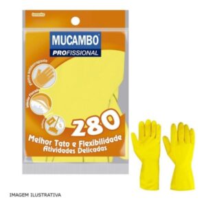 LUVA DE BORRACHA LATEX FORRADA "G" MUCAMBO SOFT 280 AMARELA