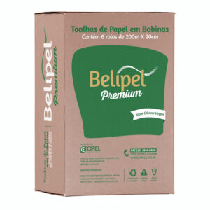 PAPEL TOALHA BOBINA BELIPEL PREMIUM 20CM X 200M CX C/6 ROLOS